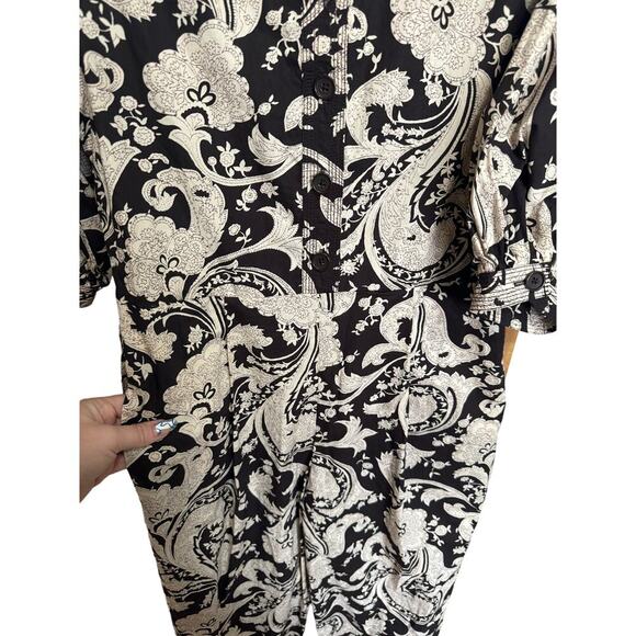 Rebecca Taylor NWOT Paisley Jumpsuit Belted Waist Puff Sleeves Espresso Size XS - Picture 5 of 12